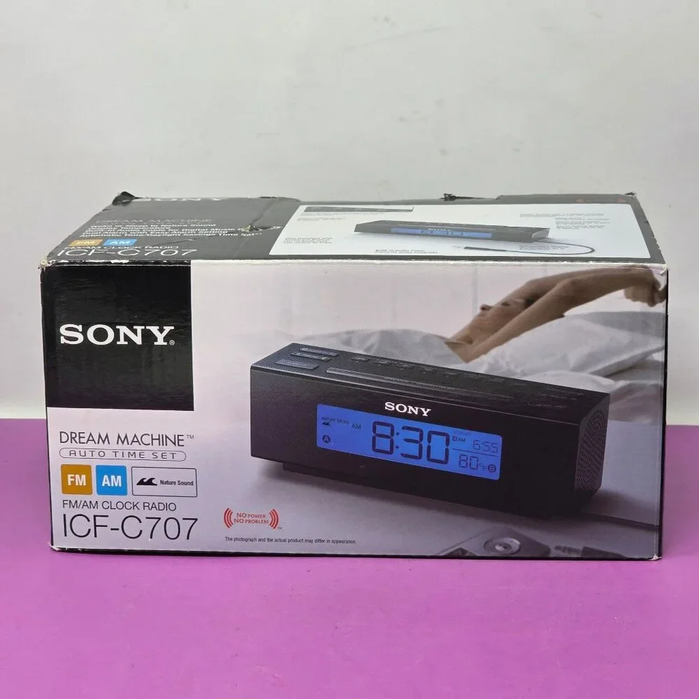 Sony‎ Black Digital Alarm Clock Radio With Nature Sounds & Snooze Function Works
